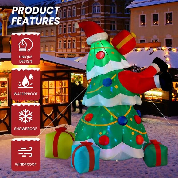 🆕7FT Inflatable Christmas Tree with Built-in LEDs Lights Outdoor Decorations - Picture 6 of 11